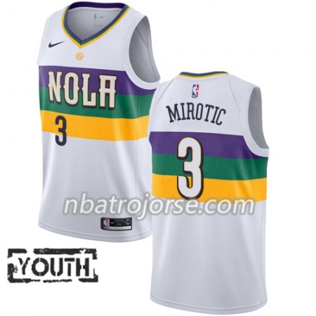 Barn New Orleans Pelicans Tröja Nikola Mirotic 3 2018-19 Nike City Edition Vit Swingman